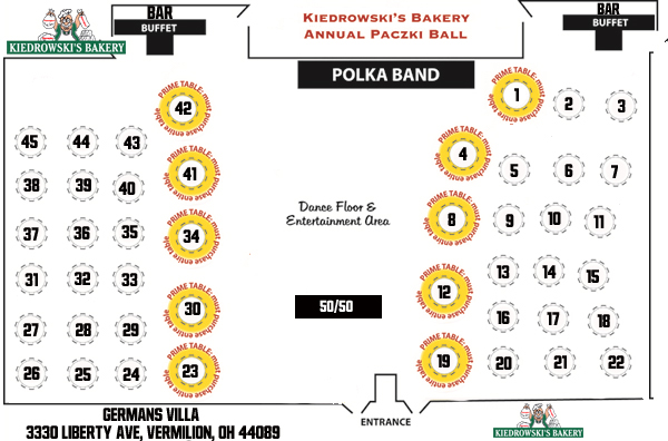 Paczki Ball Seating Chart - Kiedrowski's Bakery